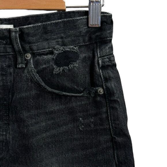 Moussy Vintage Distressed Button Fly Denim‎ black Mini Skirt Size 26 / 2 - Picture 3 of 8